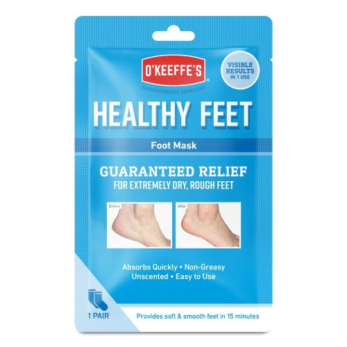 O’Keeffe’s Healthy Feet hydratačná maska na nohy pre suchú a popraskanú pokožku, 1 pár – intenzívna hydratácia, rýchla absorpcia, viditeľné výsledky