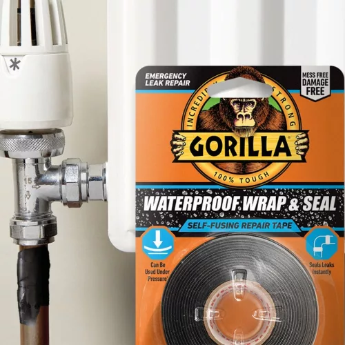 Gorilla Waterproof Wrap & Seal samovulkanizačná opravná páska – okamžitá oprava netesností na radiátorových a vodovodných potrubiach, vodotesná a použiteľná aj pod tlakom