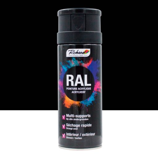 RICHARD Solventný Akrylový Farby v spreji RAL9005 Lesklá Čierna