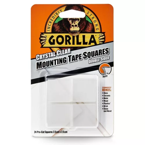 GORILLA MOUNTING TAPE KRIŠTÁĽOVO ČÍRA OBOJSTRANNÁ LEPIACA PÁSKA štvorčeky 24 ks