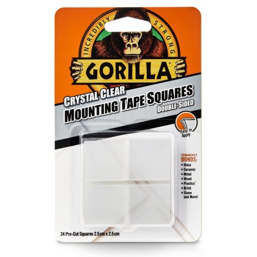 GORILLA MOUNTING TAPE KRIŠTÁĽOVO ČÍRA OBOJSTRANNÁ LEPIACA PÁSKA štvorčeky 24 ks