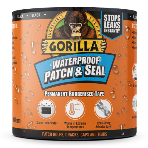 GORILLA WATERPROOF PATCH & SEAL TAPE ČIERNA 3M X 100MM VODEODOLNÁ ZÁPLATOVACIA A TESNIACA PÁSKA