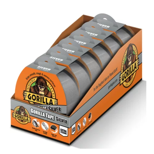 Gorilla Tape Silver 11 m x 48 mm szürke ragasztószalag display csomagban több tekercs eladásra