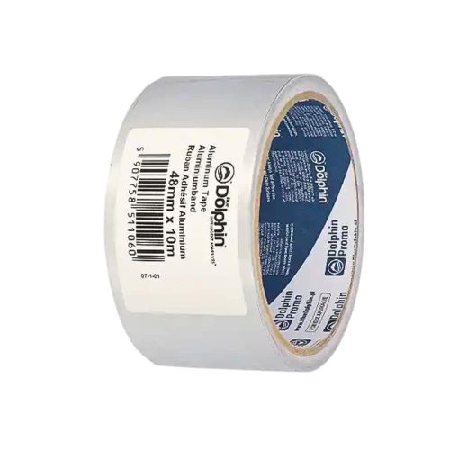 Blue Dolphin hliníková lepiaca páska 35 mikrónov, 48 mm × 10 m – hliníkový fóliový nosič, syntetické kaučukové lepidlo, -30 °C až 120 °C, balené vyhotovenie