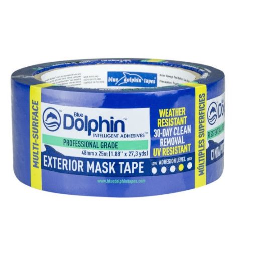 Blue Dolphin Vonkajšia Maliarska Maskovacia Páska Odolná Voči UV žiareniu, MODRÁ-30 dní, 48mm x 25m 