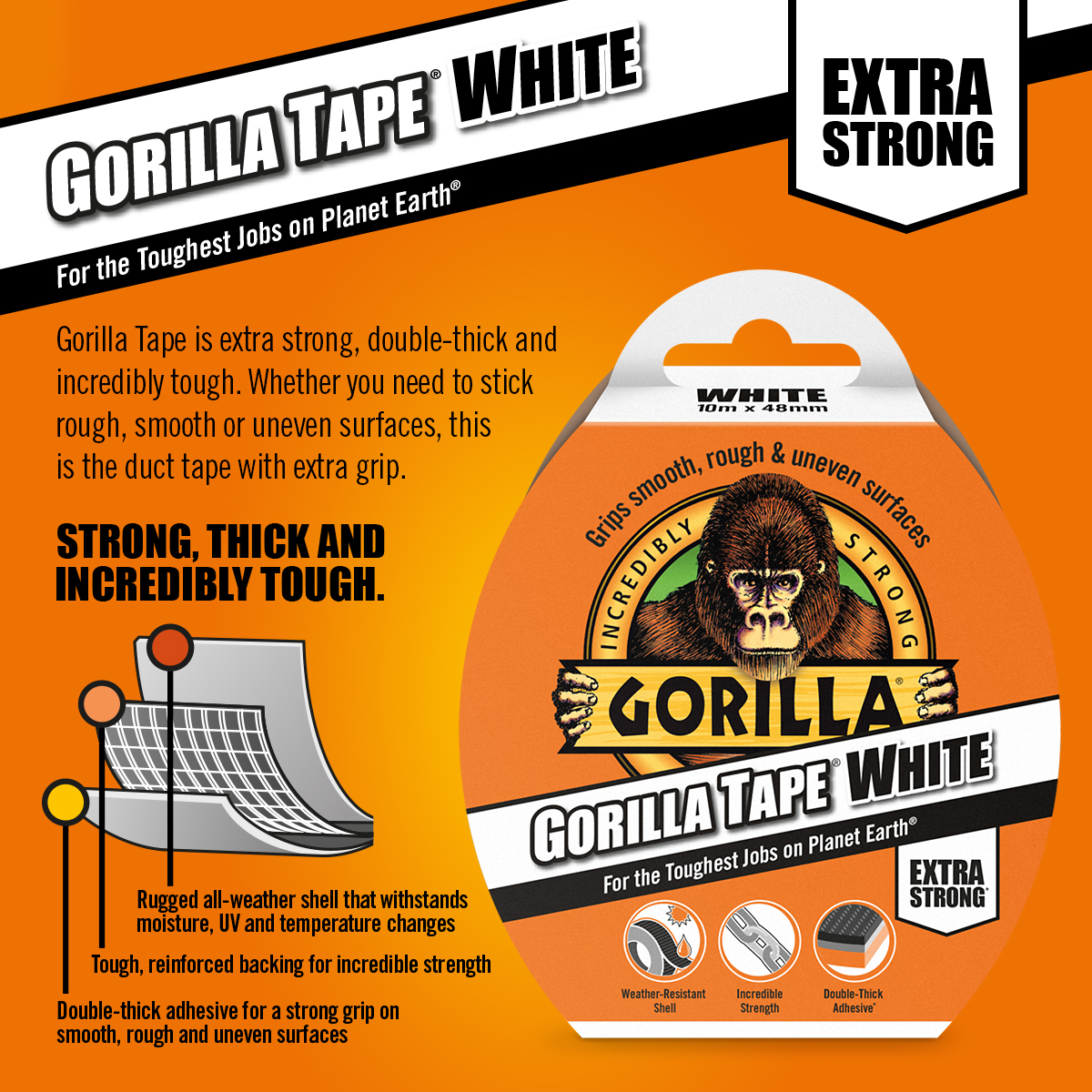 Gorilla White tape technical sheet