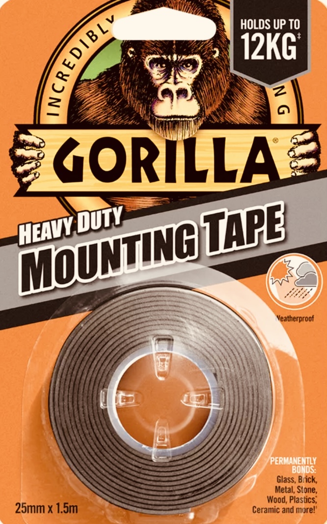   GORILLA MOUNTING TAPE BLACK ČIERNA OBOJSTRANNÁ LEPIACA PÁSKA 2,54cm x 1,52m
